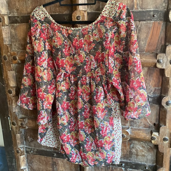 Urban Outfitters flowy Staring at Stars colorful bell sleeve tunic top - Picture 7 of 12